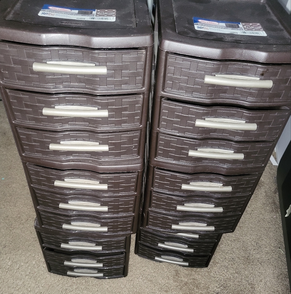 Sterilite Medium Weave Crafts Office 3 Drawer Storage Organizer, Brown